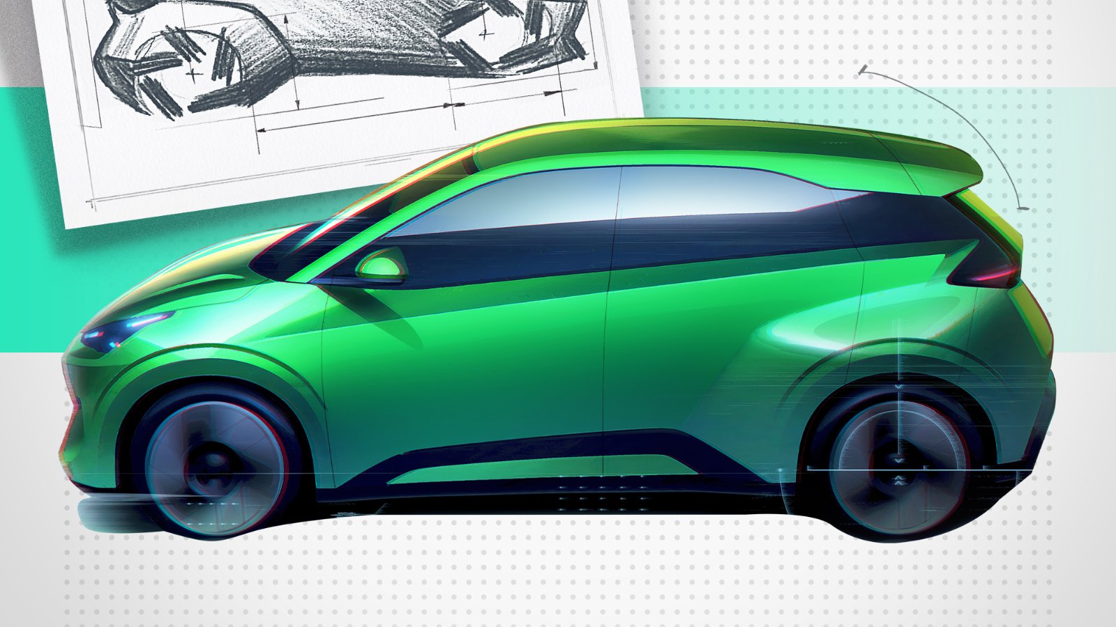 BYD second-generation Seagull official design teaser sketch